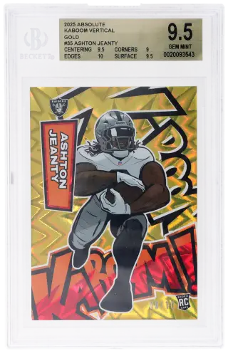 2025 Panini Absolute Kaboom! Vertical Gold Ashton Jeanty #35 8/10 BGS 9.5 graded card