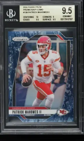 2024 Panini Prizm Navy Camo Patrick Mahomes II /25 #138 BGS 9.5 GEM MINT graded card