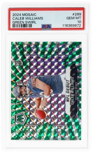 2024 Panini Mosaic Green Swirl Caleb Williams #289 13/13 PSA 10 graded card