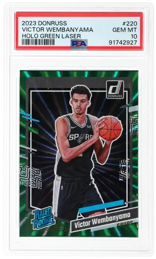 2023 Donruss Rated Rookie Holo Green Laser Victor Wembanyama #220 PSA 10 graded card