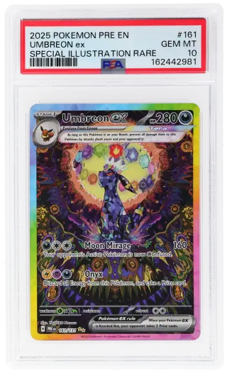 2025 Pokemon Scarlet and Violet Prismatic Evolutions Special Illustration Rare Umbreon Ex #161 PSA 10 graded card