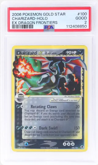 2006 Pokemon Ex Dragon Frontiers Holo Charizard #100 PSA 2 graded card