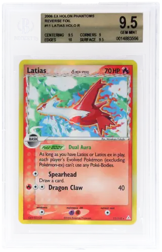 2006 Pokemon Ex Holon Phantoms Reverse Holo Latias #11 BGS 9.5 graded card