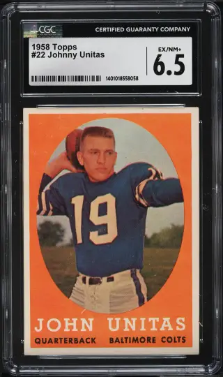 1958 Topps Football Johnny Unitas #22 CGC 6.5 EXMT+ graded card