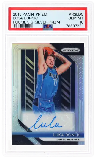 2018 Panini Prizm Rookie Signature Silver Prizm Luka Doncic #RS-LDC PSA 10 graded card