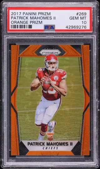 2017 Panini Prizm Orange Patrick Mahomes II ROOKIE /275 #269 PSA 10 GEM MINT graded card