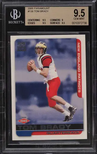2000 Pacific Paramount Football Tom Brady ROOKIE #138 BGS 9.5 GEM MINT graded card