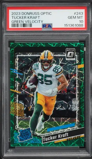 2023 Donruss Optic Green Velocity Tucker Kraft ROOKIE #243 PSA 10 GEM MINT graded card