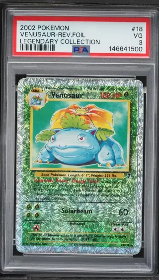 2002 Pokemon Legendary Collection Reverse Holo Venusaur #18 PSA 3 VG graded card