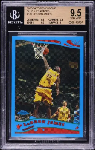 2005 Topps Chrome Blue Xfractor LeBron James /90 #102 BGS 9.5 GEM MINT graded card