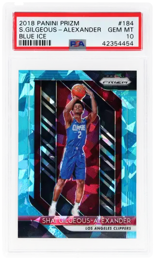 2018 Panini Prizm Blue Ice Prizm Shai Gilgeous-Alexander #184 57/99 PSA 10 graded card