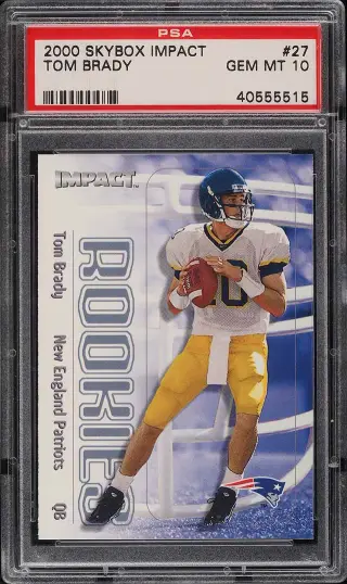 2000 Skybox Impact Tom Brady ROOKIE #27 PSA 10 GEM MINT graded card