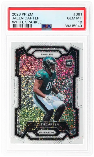 2023 Panini Prizm White Sparkle Prizm Jalen Carter #381 PSA 10 graded card