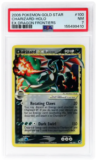 2006 Pokemon Ex Dragon Frontiers Holo Charizard Gold Star #100 PSA 7 graded card