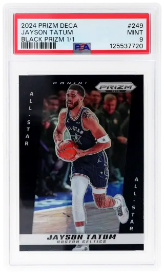 2024 Panini Prizm Deca Black Prizm Jayson Tatum #249 1/1 PSA 9 graded card