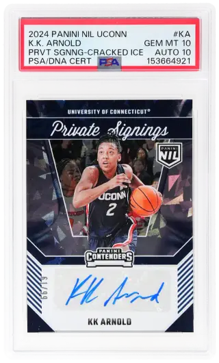 2024 Panini University of Connecticut Private Signings Cracked Ice Kk Arnold #KA 61/99 PSA 10 graded card