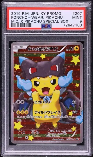 2016 Pokemon Japanese XY Special Box Full Art M Charizard X Poncho Pikachu #207 PSA 9 MINT graded card
