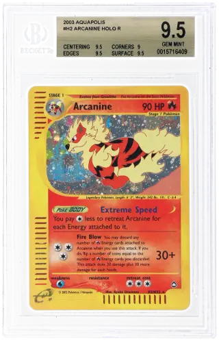 2003 Aquapolis English Holo (Hp 90) Arcanine #H2 BGS 9.5 graded card
