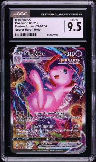 2021 Pokemon Sword & Shield Fusion Strike SEC Mew VMAX #269 CGC 9.5 MINT+ graded card