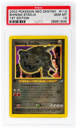 2002 Pokemon Neo Destiny 1st Edition Shining Steelix #112 PSA 10 graded card