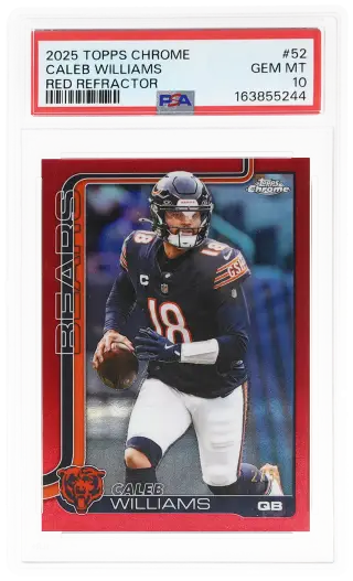 2025 Topps Chrome Red Refractor Caleb Williams #52 2/5 PSA 10 graded card