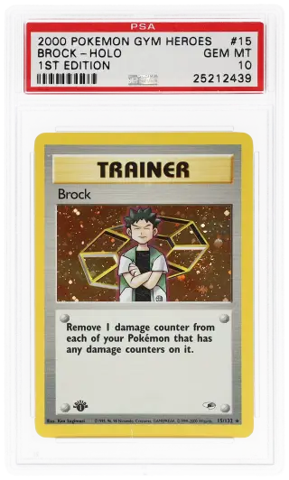 2000 Pokemon Gym Heroes 1st Edition Holo Brock #15 PSA 10 graded card