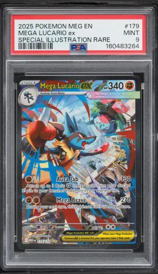 2025 Pokemon Mega Evolution SIR Mega Lucario Ex #179 PSA 9 MINT graded card