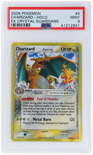2006 Pokemon Ex Crystal Guardians Holo Charizard #4 PSA 9 graded card