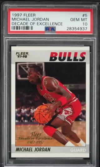 1997 Fleer Decade Of Excellence Michael Jordan #5 PSA 10 GEM MINT graded card