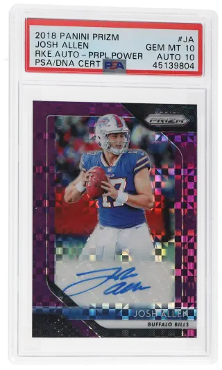 2018 Panini Prizm Rookie Autograph Purple Power Josh Allen #RA-JA 44/49 PSA 10 graded card