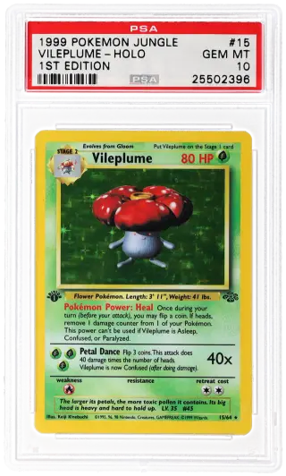 1999 Pokemon Jungle 1st Edition Holo Vileplume #15 PSA 10 graded card