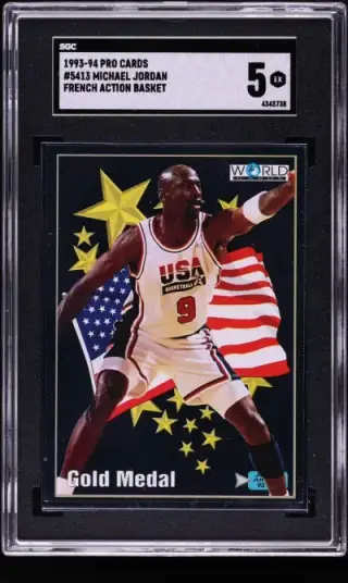1993 Pro Cards French Action Basket Michael Jordan #5413 SGC 5 EX graded card