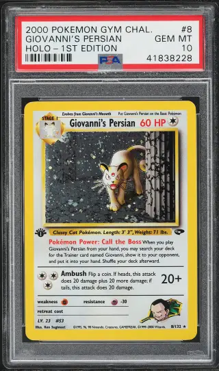 2000 Pokemon Gym Challenge 1st Edition Holo Giovanni's Persian #8 PSA 10 GEM MINT graded card