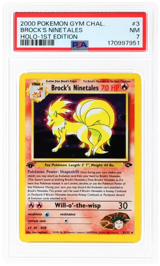 2000 Pokemon Gym Challenge 1st Edition Holo Brock's Ninetales #3 PSA 7 graded card