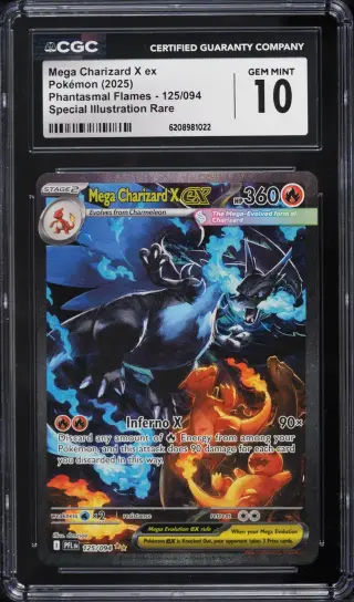 2025 Pokemon Mega Evolution Phantasmal Flames SIR Mega Charizard X Ex #125 CGC 10 GEM MINT graded card