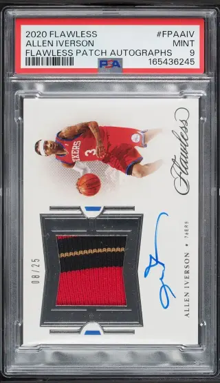 2020 Panini Flawless Allen Iverson PATCH AUTO /25 #FPA-AIV PSA 9 MINT graded card