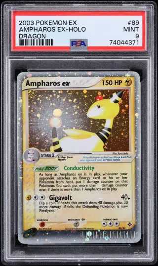 2003 Pokemon EX Dragon Holo Ampharos Ex #89 PSA 9 MINT graded card