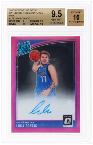 2018 Donruss Optic Rated Rookie Autograph Pink Luka Doncic #177 5/25 BGS 9.5 graded card