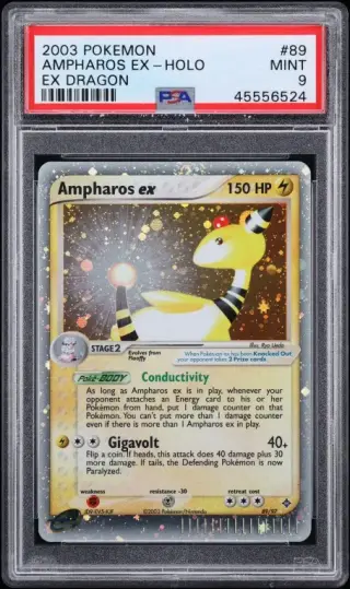 2003 Pokemon EX Dragon Holo Ampharos Ex #89 PSA 9 MINT graded card