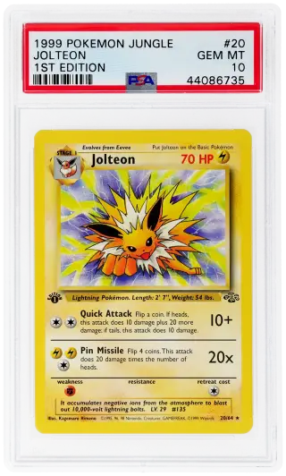 1999 Pokemon Jungle 1st Edition Jolteon #20 PSA 10 graded card