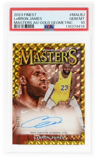 2023 Finest Masters Autograph Gold Geometric Refractor LeBron James #MALBJ 6/15 PSA 10 graded card