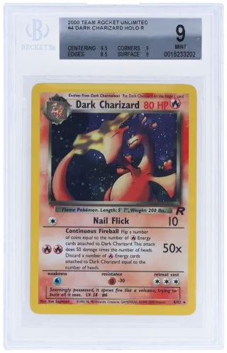 2000 Pokemon Team Rocket Holo Dark Charizard #4 BGS 9 graded card