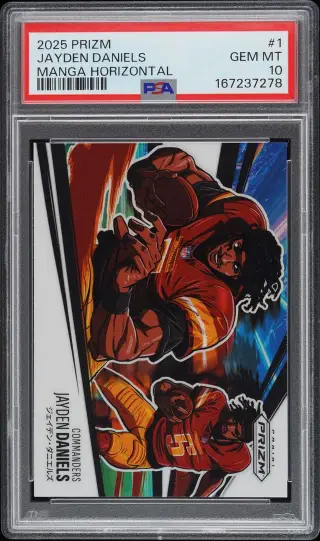 2025 Jayden Daniels #1 Prizm Manga Horizontal PSA 10.0 graded card