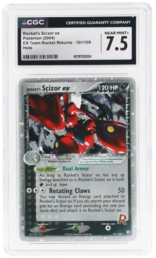 2004 Pokemon Ex Team Rocket Returns Holo Rockets Scizor Ex #101 CGC 7.5 graded card