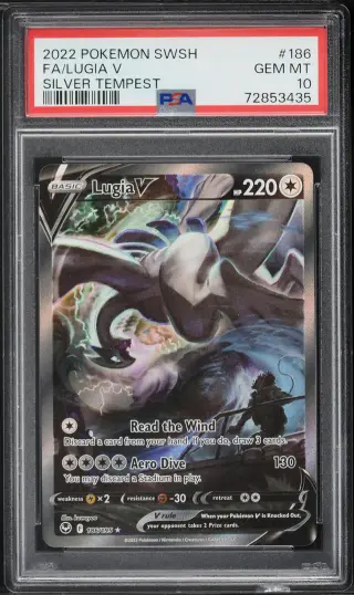 2022 Pokemon Sword & Shield Silver Tempest Alt Art Lugia V #186 PSA 10 GEM MINT graded card