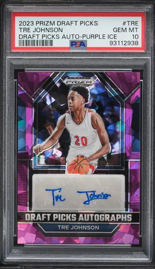 2023 Panini Prizm Draft Picks Purple Ice Tre Johnson ROOKIE AUTO /99 #TRE PSA 10 GEM MINT graded card