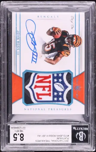 2017 National Treasures Platinum John Ross III ROOKIE PATCH AUTO 1/1 #173 BGS 8.5 NM-MT+ graded card