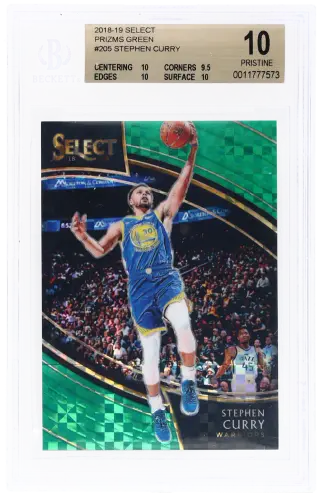 2018 Panini Select Courtside Green Prizm Stephen Curry #205 5/5 BGS 10 graded card