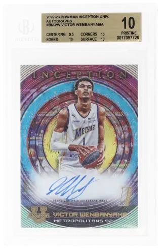 2022 Bowman University Inception Autograph Victor Wembanyama #BIA-VW BGS 10 graded card