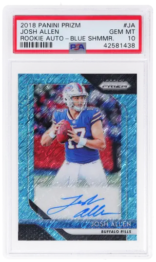 2018 Panini Prizm Rookie Autograph Blue Shimmer Prizm Josh Allen #RA-JA 25/25 PSA 10 graded card